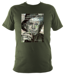 Keith Richards Inspired T-shirt. Unisex printed with portrait artwork. Soft cotton.