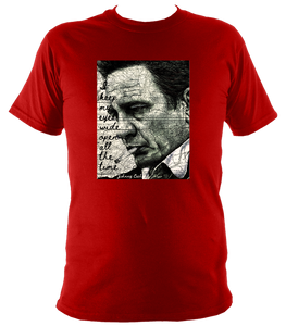 Johnny Cash Inspired T-shirt. Unisex printed with portrait artwork. Cotton.