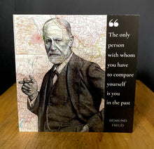 Load image into Gallery viewer, Sigmund Freud Inspired Greeting Card. Pen Drawing on Map of Austria
