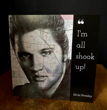 Load image into Gallery viewer, Elvis Presley Greeting Card. Printed Drawing Over Map of Memphis.Blank inside.

