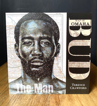 Load image into Gallery viewer, Terence Crawford inspired Greeting Birthday Card. Pen Drawing on Map of Omaha Nebraska. Blank inside
