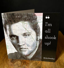 Load image into Gallery viewer, Elvis Presley Greeting Card. Printed Drawing Over Map of Memphis.Blank inside.
