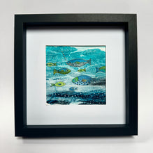 Load image into Gallery viewer, Fish Ink Drawing Original Art Framed Blue Acrylic Ink and Pen
