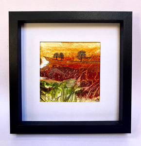 Abstract Landscape Original Art Framed  Acrylic Ink and Pen