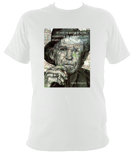 Keith Richards Inspired T-shirt. Unisex printed with portrait artwork. Soft cotton.