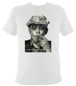 Hunter S Thompson t-shirt. Unisex printed with portrait artwork. Cotton