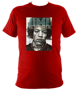 Jimi Hendrix Unisex T-shirt. Printed with portrait artwork. Cotton