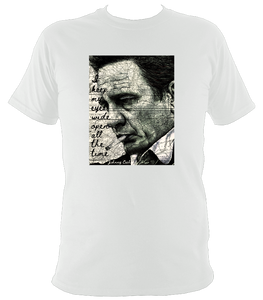Johnny Cash Inspired T-shirt. Unisex printed with portrait artwork. Cotton.