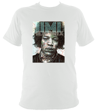 Load image into Gallery viewer, Jimi Hendrix Unisex T-shirt. Printed with portrait artwork. Cotton
