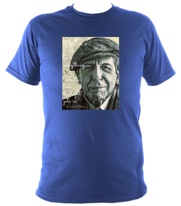 Leonard Cohen T-shirt. Unisex, printed with portrait artwork. Cotton