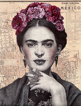 Load image into Gallery viewer, Frida Kahlo inspired Art Print. Drawing over Map New Mexico. A4 Unframed
