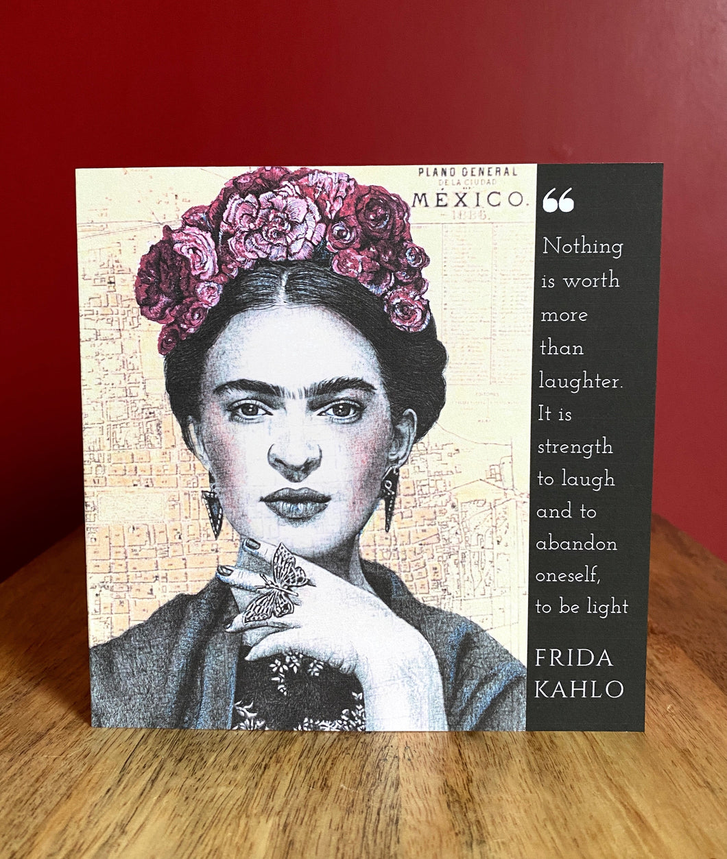 Frida Kahlo Inspired Greeting Card with quote. Blank inside