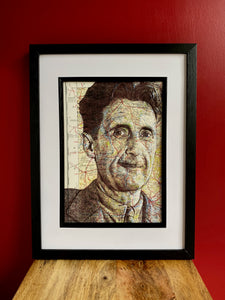 George Orwell Art Print. Drawing Over Map of Oxfordshire. A4 Unframed