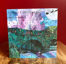 Load image into Gallery viewer, Hebden Bridge Packhorse Bridge Christmas Card. Pen Drawing Over Map. Blank
