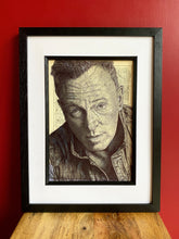 Load image into Gallery viewer, Bruce Springsteen Art Print. Pen Drawing Over A Map of New Jersey. A4 20.5x29.5cm.Unframed

