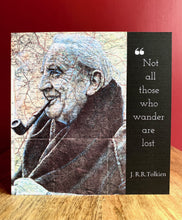 Load image into Gallery viewer, J R R Tolkien Greeting Card. Pen Drawing Over Map With Quote. Blank Inside
