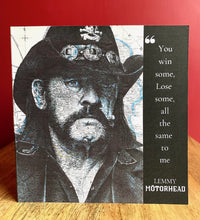 Load image into Gallery viewer, Lemmy Mötorhead Greeting Card. Pen Drawing Over Map. Blank Inside

