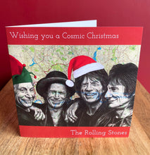Load image into Gallery viewer, The Rolling Stones Inspired Christmas Card. Pen Drawing over map of London. Blank
