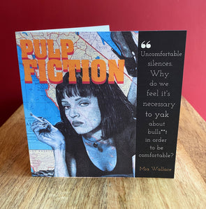Pulp Fiction Greeting Birthday Card. Pen Drawing Over Map Of Los Angeles. Blank Inside
