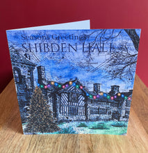 Load image into Gallery viewer, Shibden Hall Halifax Christmas Card. Pen Drawing Over Map. Blank
