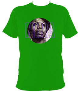 Nina Simone T-Shirt. Printed with portrait artwork. Unisex. Cotton