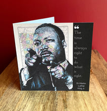 Load image into Gallery viewer, Dr. Martin Luther King Greeting Card. Printed drawing over map of Georgia. Blank inside
