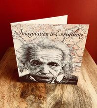 Load image into Gallery viewer, Einstein Greeting Card: Albert Einstein Printed Drawing with quote. Blank inside.

