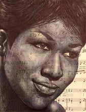 Load image into Gallery viewer, Aretha Franklin Inspired Art Print. Pen and pastel drawing. A4 print Unframed.

