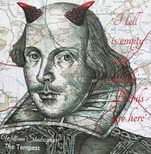 Load image into Gallery viewer, William Shakespeare Greeting Card. The Tempest quote &quot;all the devils are here&quot;. Blank inside
