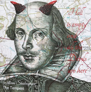 William Shakespeare Greeting Card. The Tempest quote "all the devils are here". Blank inside
