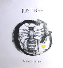 Load image into Gallery viewer, Manchester Bee Greeting Card. &#39;Just Bee&#39; Pen and ink drawing. Blank inside
