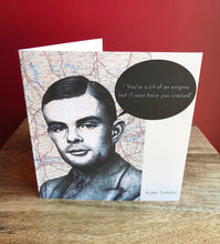 Load image into Gallery viewer, Alan Turing Inspired Greeting Card; The Enigma Code. Blank inside.
