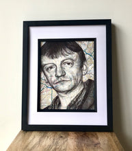 Load image into Gallery viewer, Mark E Smith The Fall Art Print. Pen drawing over map of Manchester. A4 Unframed
