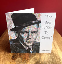 Load image into Gallery viewer, Frank Sinatra Greeting Card.Printed Drawing Over Map of New York. Blank inside
