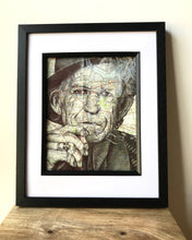 Load image into Gallery viewer, Keith Richards Art Print. Pen drawing over map of London. A4 Unframed.
