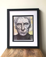 Load image into Gallery viewer, Paul Weller Art Print. The Jam/ Style Council. Pen Drawing Over Map. 20x27cm Unframed
