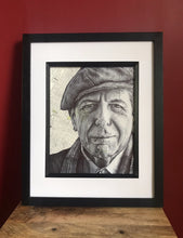 Load image into Gallery viewer, Leonard Cohen Art Print.Pen drawing over map of Montreal. A4 Unframed

