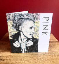 Load image into Gallery viewer, Pink Singer Greeting Card.Printed drawing map. Blank inside
