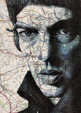 Load image into Gallery viewer, The Verve: Richard Ashcroft Greeting Card. Printed drawing over map. Blank inside .
