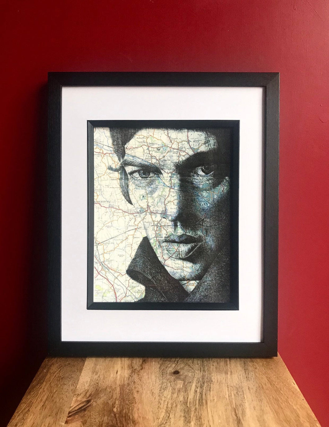 Richard Ashcroft: The Verve Art Print. Pen drawing over map of South London. A4 print Unframed.