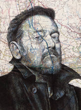 Load image into Gallery viewer, Guy Garvey Art Print. Pen Drawing Over Map Of Bury. A4 Unframed
