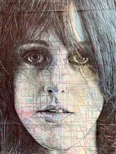 Load image into Gallery viewer, Grace Slick, White Rabbit Greeting Card.Printed drawing over map Illinois. Blank inside.
