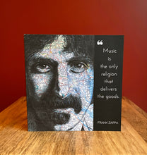 Load image into Gallery viewer, Frank Zappa Greeting Card. Printed Drawing Over Map of Baltimore. Blank inside
