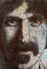 Load image into Gallery viewer, Frank Zappa Greeting Card. Printed Drawing Over Map of Baltimore. Blank inside
