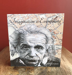 Einstein Greeting Card: Albert Einstein Printed Drawing with quote. Blank inside.