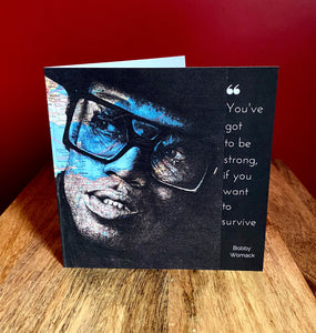 Bobby Womack Inspired Greeting Card. Pen drawing over map. Blank inside