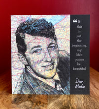 Load image into Gallery viewer, Dean Martin Greeting Card. Printed drawing over map of Ohio. Blank inside
