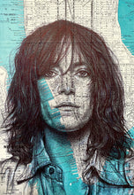 Load image into Gallery viewer, Patti Smith Art Print. Pen drawing over vintage map of New York. A4. Unframed.
